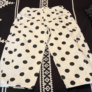 Chic Black and White Polka Dot Cropped Pants